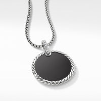 DY Elements® Reversible Disc Pendant with Black Onyx and Mother of Pearl and Pavé Diamonds