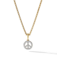 Peace Sign Amulet in 18K Yellow Gold with Pavé Diamonds