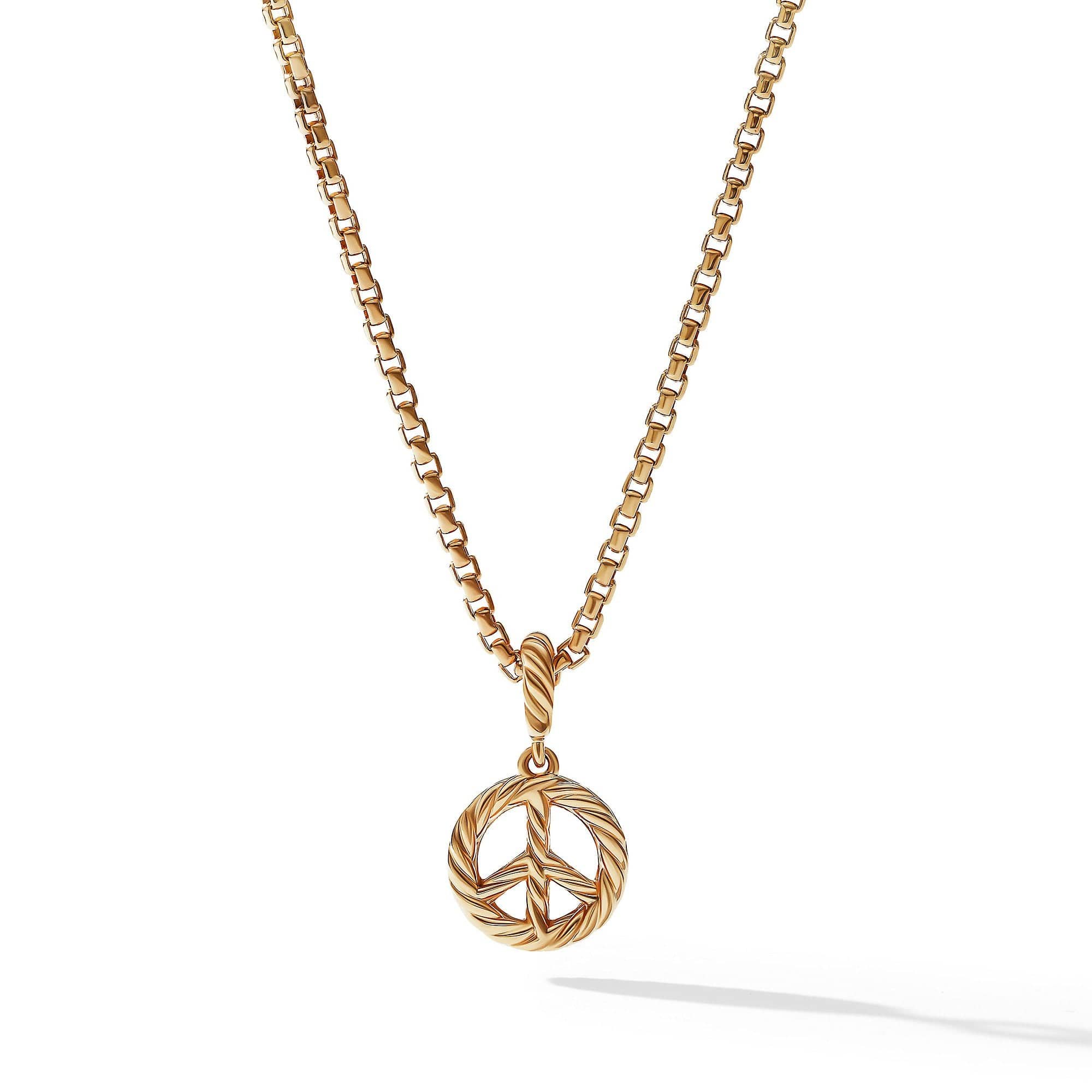 Peace Sign Amulet in 18K Yellow Gold with Pavé Diamonds