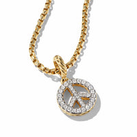 Peace Sign Amulet in 18K Yellow Gold with Pavé Diamonds