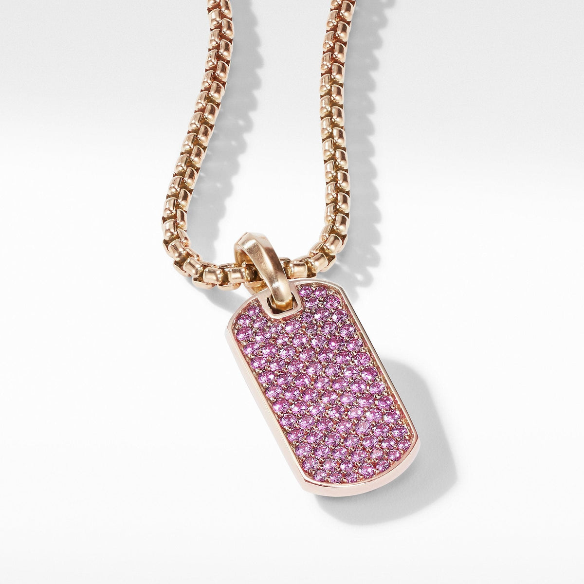 Pavé Pink Sapphire Tag in 18K Rose Gold