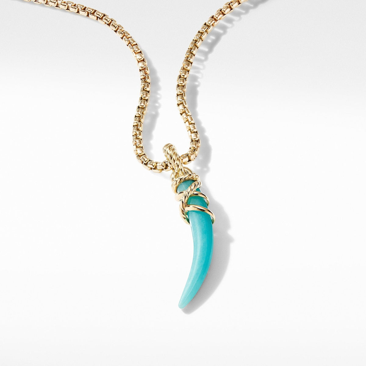 Tusk Amulet with Amazonite and 18K Yellow Gold