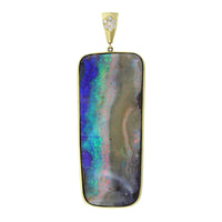 18K Yellow Gold Opal and Diamond Pendant