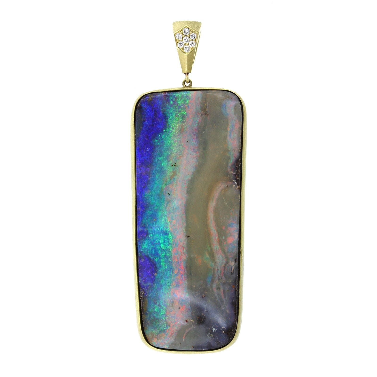 18K Yellow Gold Opal and Diamond Pendant