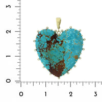 Suzy Landa 18K Yellow Gold Heart Shape Turquoise and Diamond Pendant