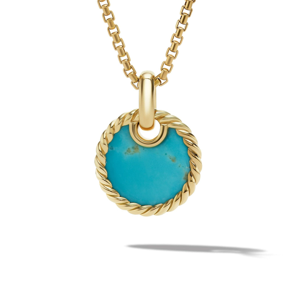 DY Elements® Disc Pendant in 18K Yellow Gold with Turquoise, Long's Jewelers