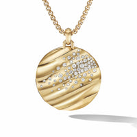 Cable Edge Pendant in Recycled 18K Yellow Gold with Pavé Diamonds