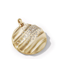 Cable Edge Pendant in Recycled 18K Yellow Gold with Pavé Diamonds