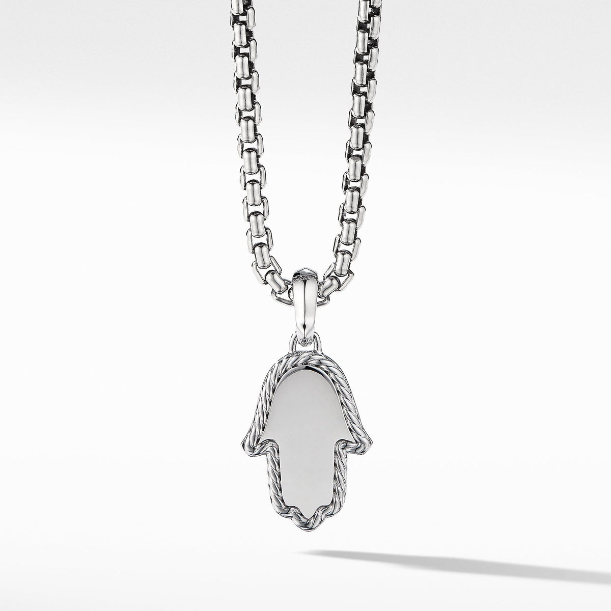 Hamsa Amulet in 18K White Gold with Pavé Diamonds and Blue Sapphire