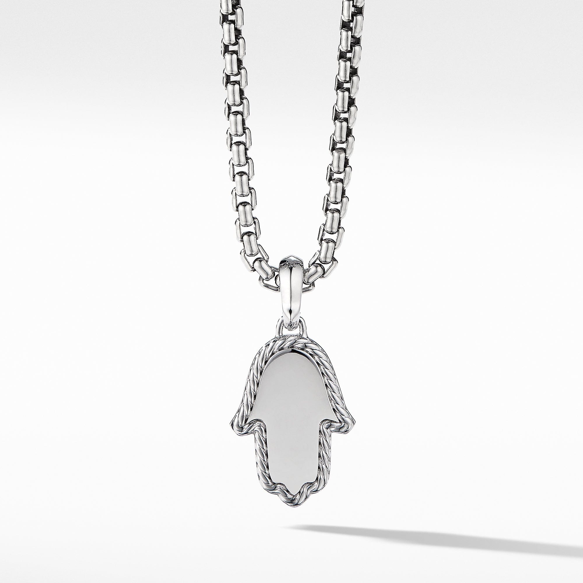 Hamsa Amulet in 18K White Gold with Pavé Diamonds and Blue Sapphire