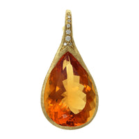Unico 18K Pear Shape Yellow Quartz Diamond Pendant, 18k yellow gold, Long's Jewelers