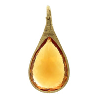 Unico 18K Pear Shape Yellow Quartz Diamond Pendant, 18k yellow gold, Long's Jewelers