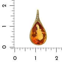 Unico 18K Pear Shape Yellow Quartz Diamond Pendant, 18k yellow gold, Long's Jewelers