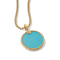 DY Elements® Disc Pendant in 18K Yellow Gold with Turquoise