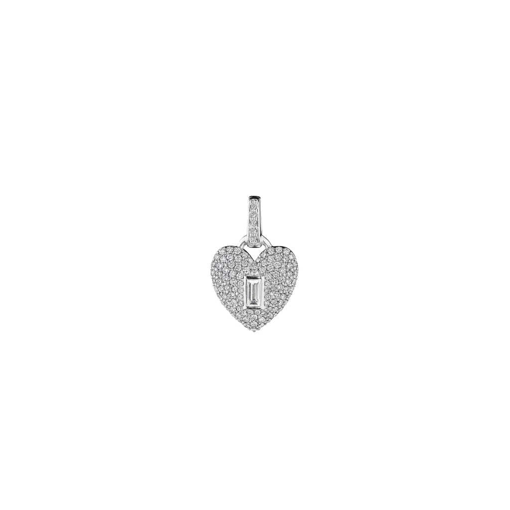 Penny Preville 18K White Gold Pave Diamond Heart Pendant