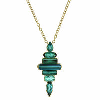 Suzy Landa 18K Yellow Gold Green Blue Tourmaline Totem Pendant