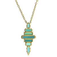 Suzy Landa 18K Yellow Gold Green Blue Tourmaline Totem Pendant
