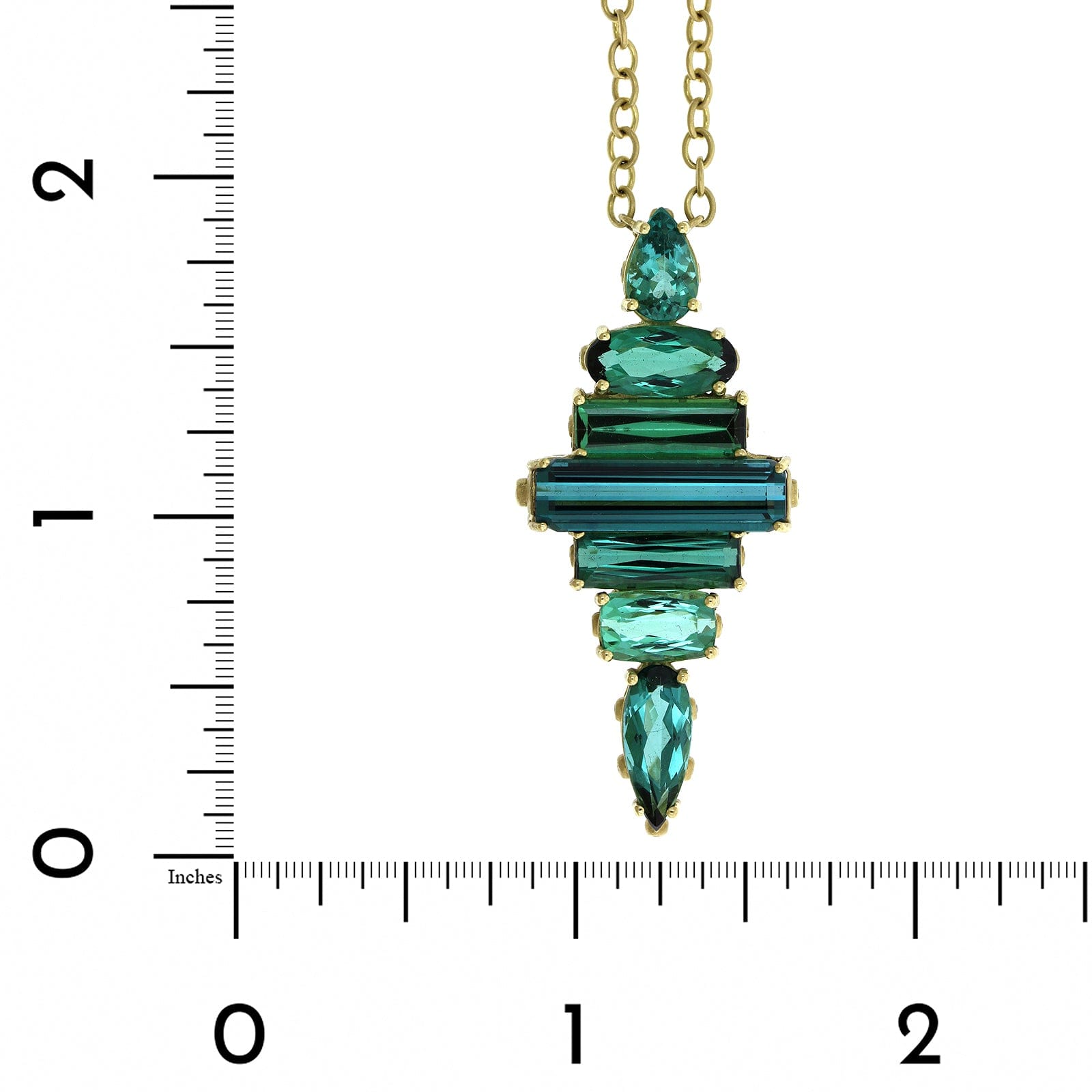 Suzy Landa 18K Yellow Gold Green Blue Tourmaline Totem Pendant