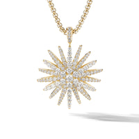 Starburst Pendant in 18K Yellow Gold with Full Pavé Diamonds