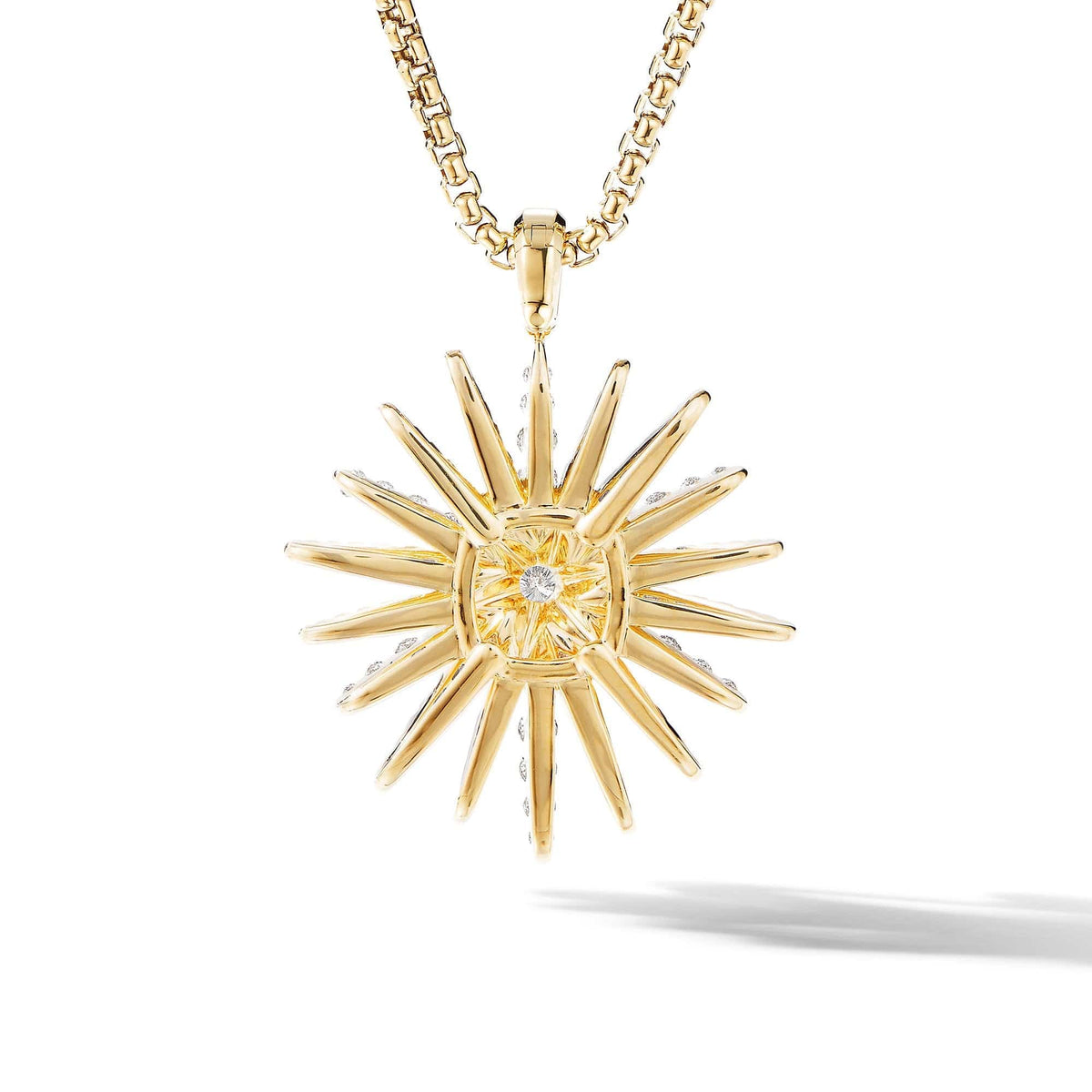 Starburst Pendant in 18K Yellow Gold with Full Pavé Diamonds