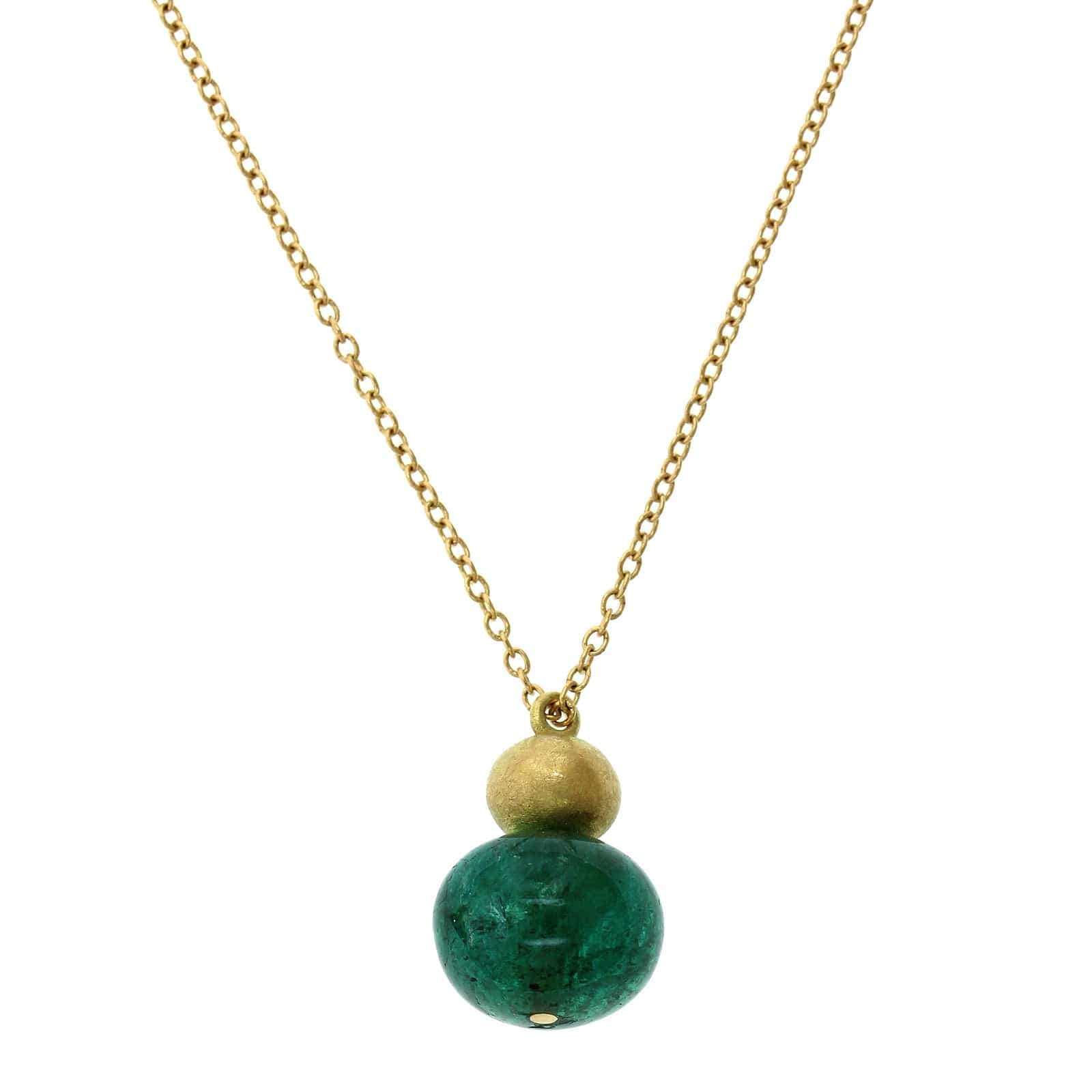18K Yellow Gold Cabochon Emerald Buoy Pendant, 18k yellow gold Long's Jewelers