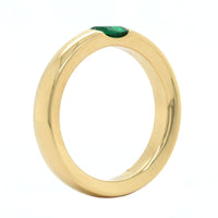 18K Yellow Gold Oval Emerald Bezel Set Ring