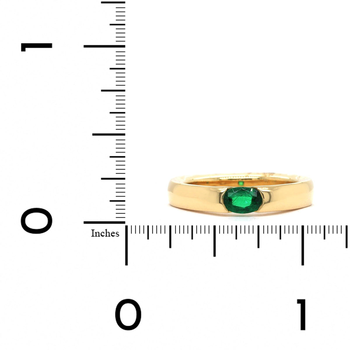 18K Yellow Gold Oval Emerald Bezel Set Ring