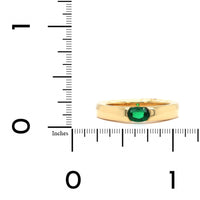 18K Yellow Gold Oval Emerald Bezel Set Ring