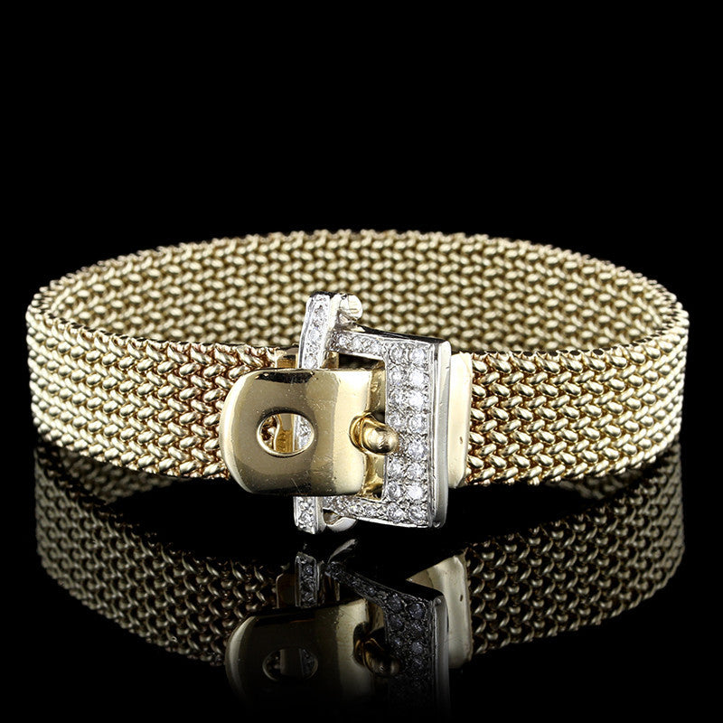 14K Two-tone Gold Diamond Buckle Bracelet