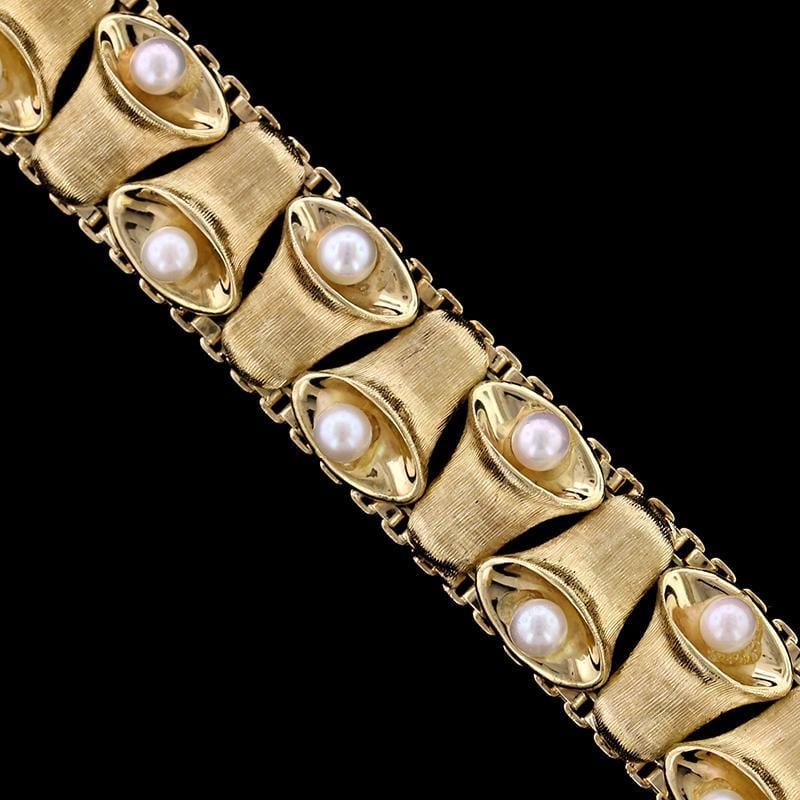 Spritzer and Fuhrmann 18K Yellow Gold Estate Cultured Pearl Bracelet