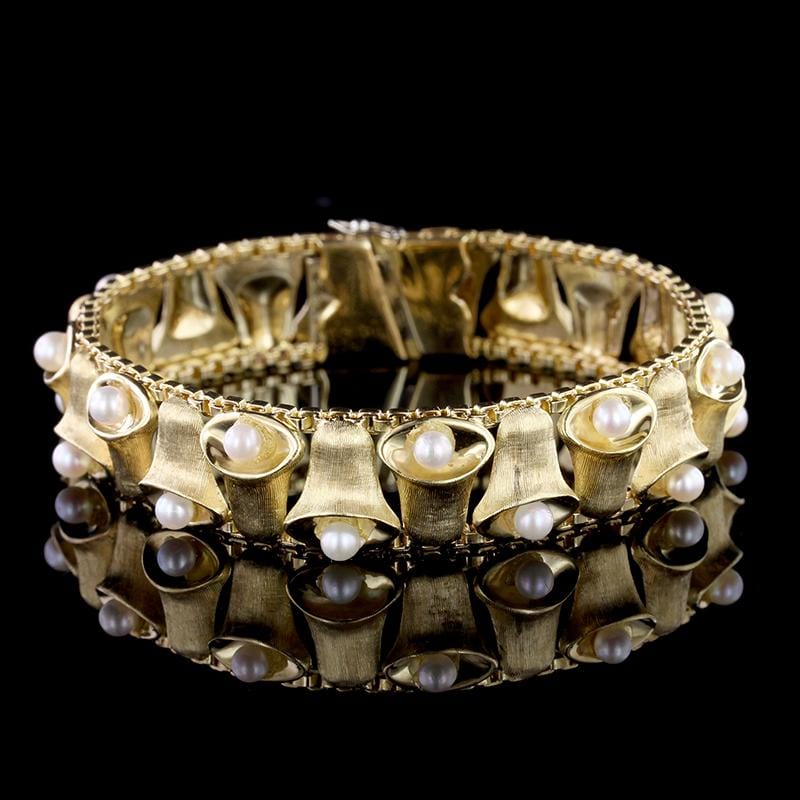 Spritzer and Fuhrmann 18K Yellow Gold Estate Cultured Pearl Bracelet
