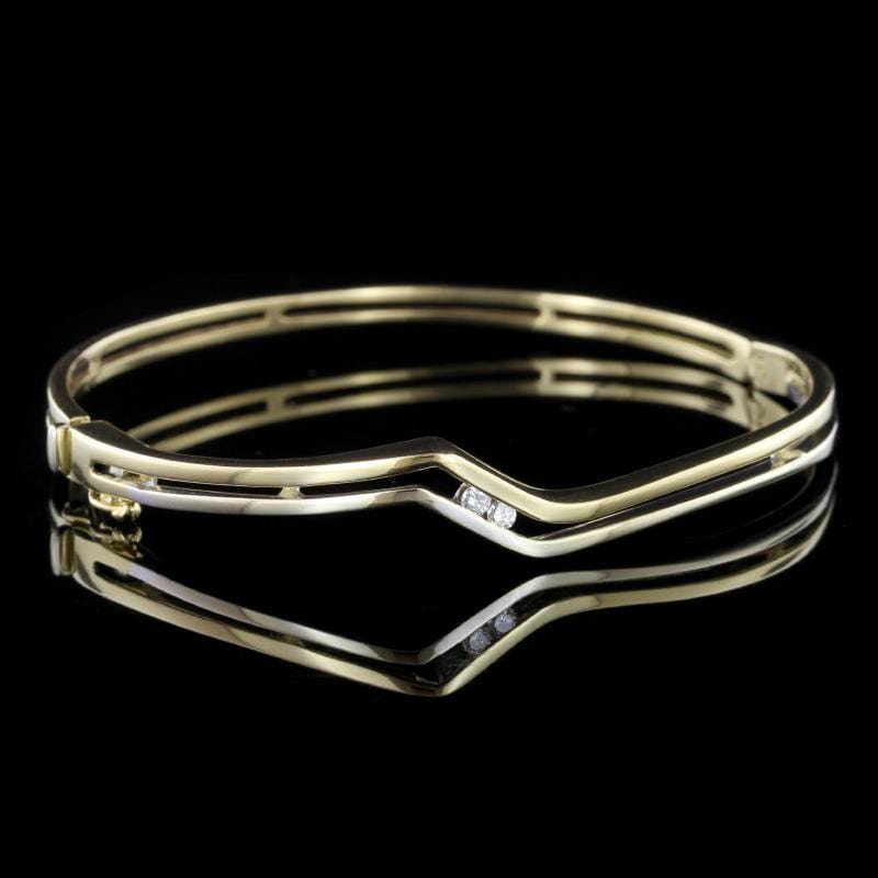 18K Two-Tone Gold Estate Diamond Bangle
