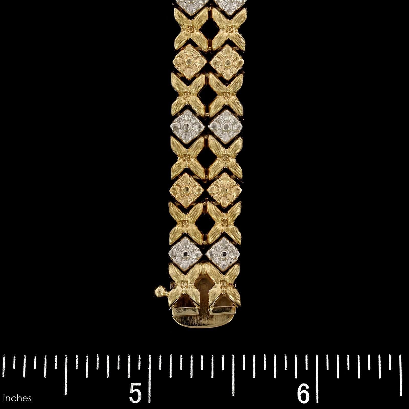 14K Two-tone Gold Estate Flower Double Bracelet