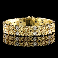 14K Two-tone Gold Estate Flower Double Bracelet