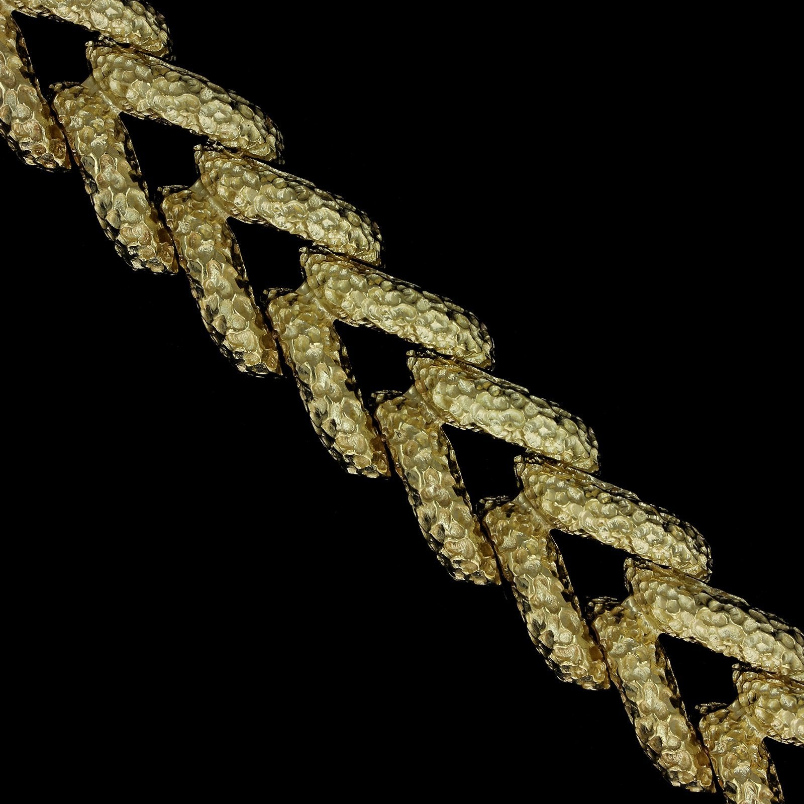 18K Yellow Gold Estate Fancy Link Textured Bracelet