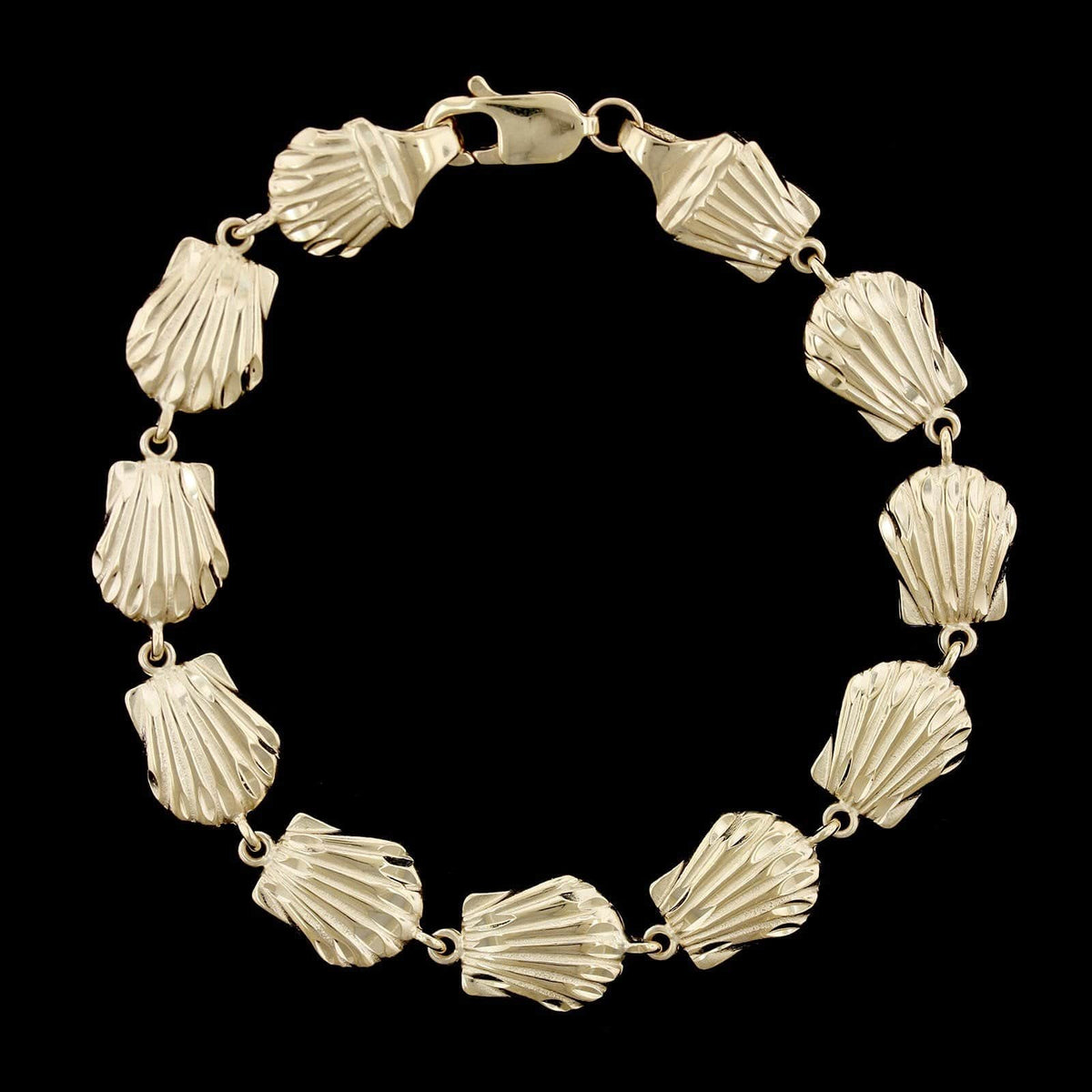 14K Yellow Gold Estate Seashell Bracelet
