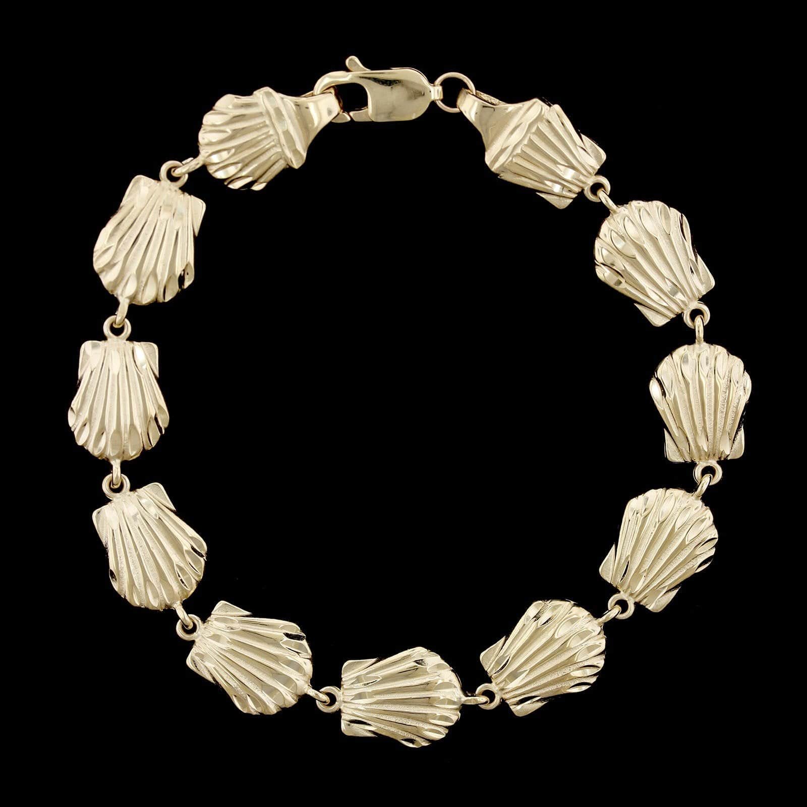 14K Yellow Gold Estate Seashell Bracelet