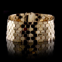 14K Yellow Gold Estate Wide Flexible Link Bracelet