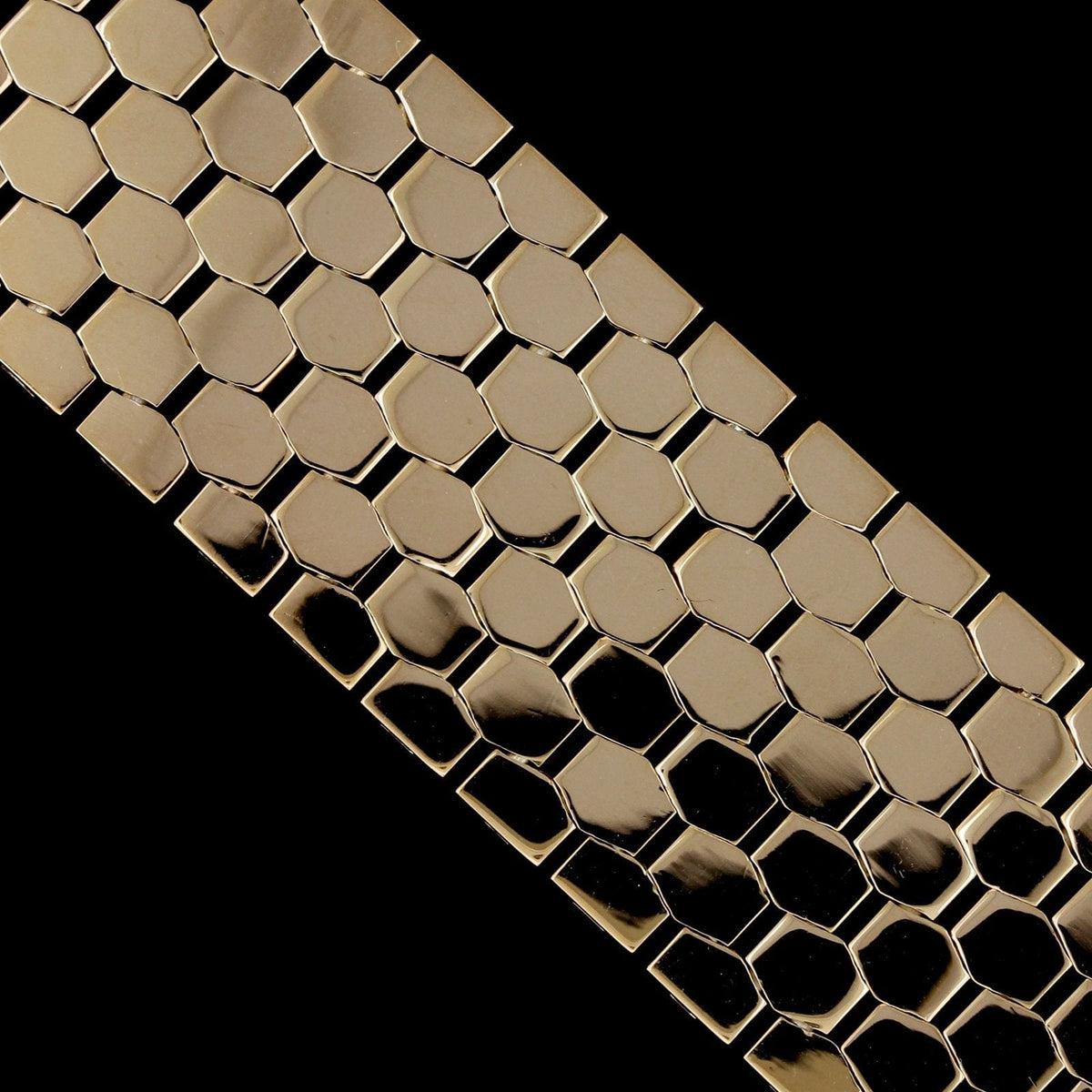14K Yellow Gold Estate Wide Flexible Link Bracelet