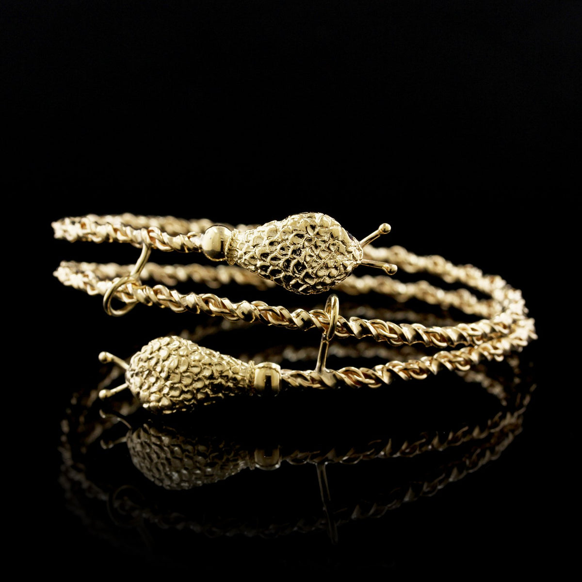 14K Yellow Gold Estate Snake Bangle Bracelet