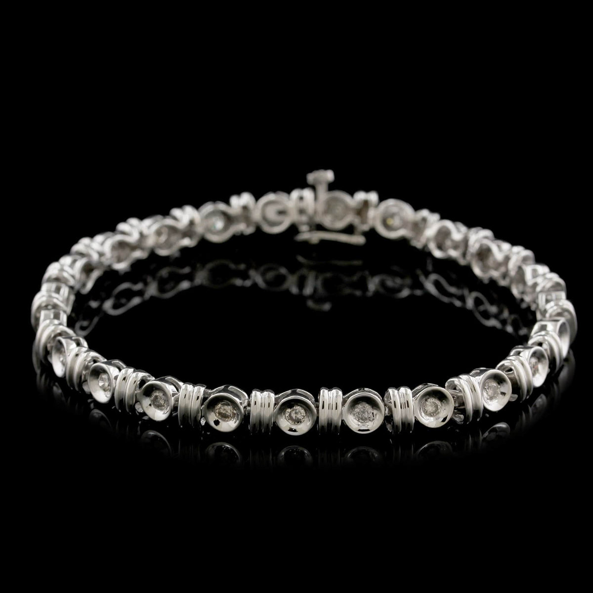 14K White Gold Estate Diamond Bracelet