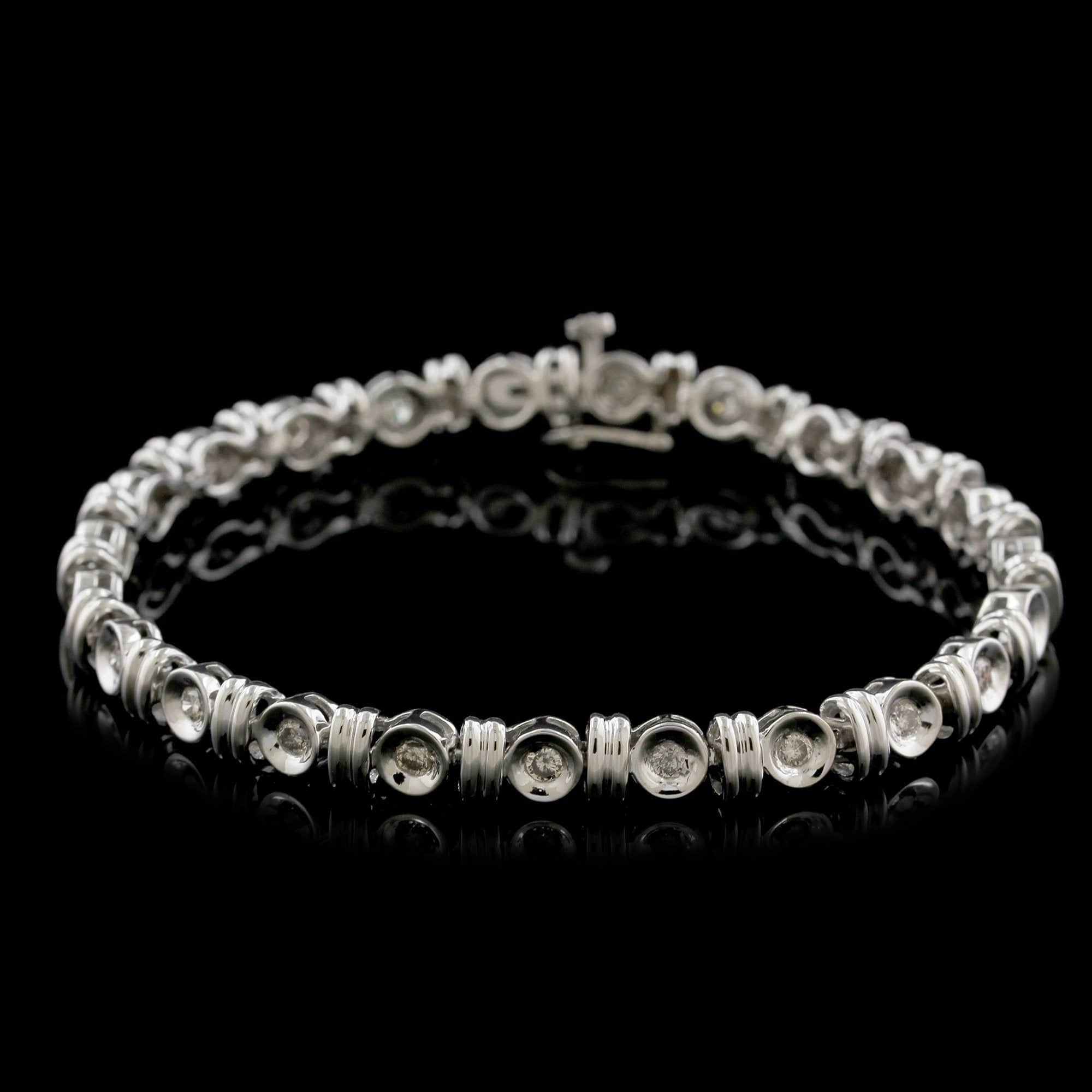 14K White Gold Estate Diamond Bracelet