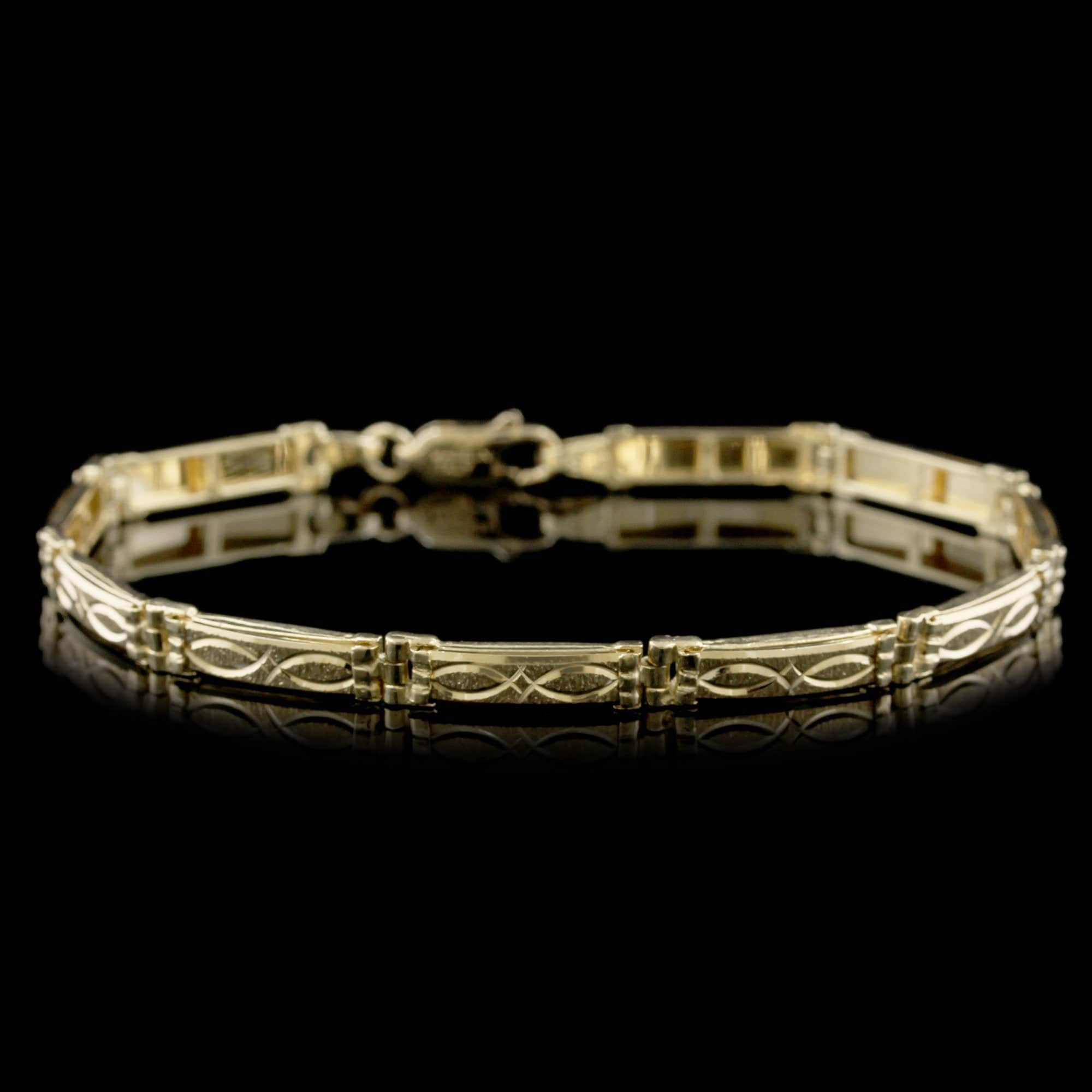 14K Yellow Gold Estate Bar Link Bracelet