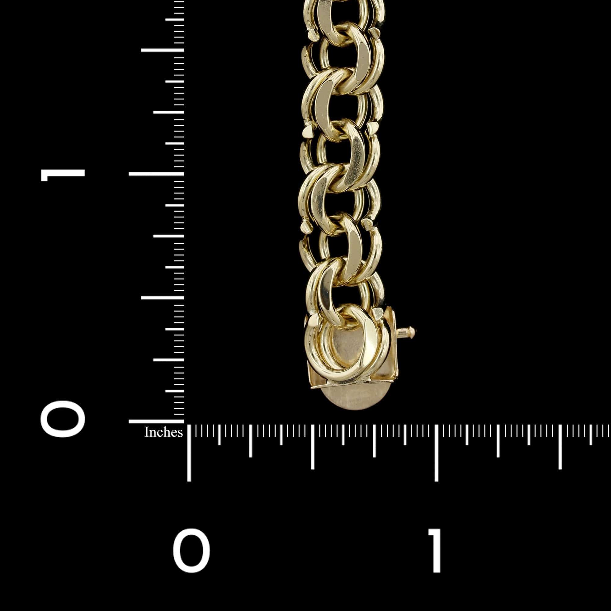 14K Yellow Gold Estate Double Link Charm Bracelet