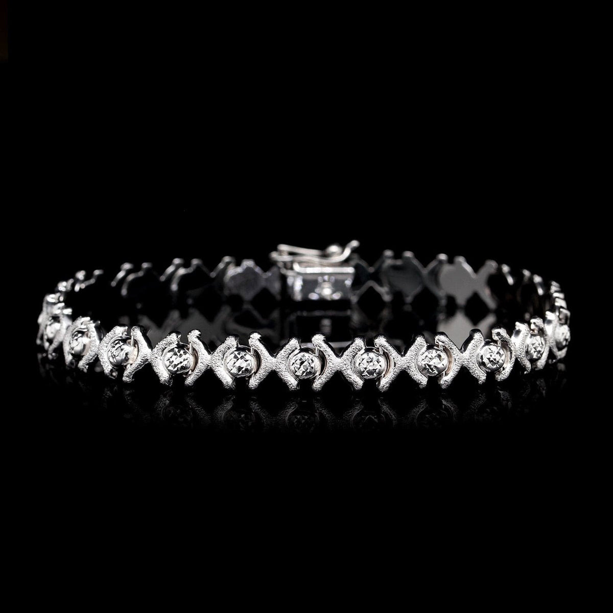 14K White Gold Estate Fancy Link Bracelet