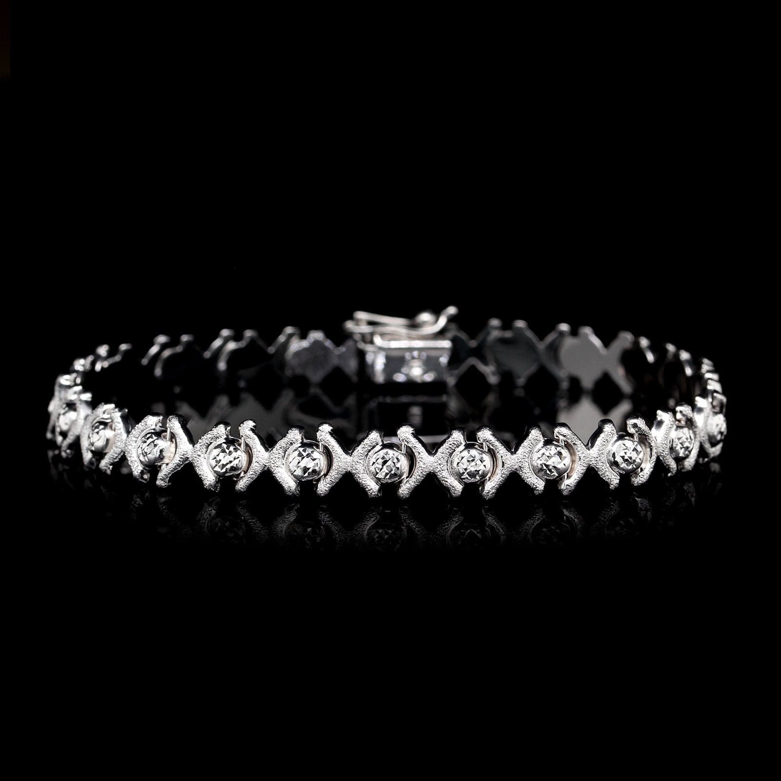 14K White Gold Estate Fancy Link Bracelet