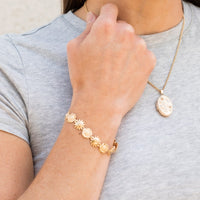 14K Yellow Gold Estate Sunflower Sun Face Bracelet