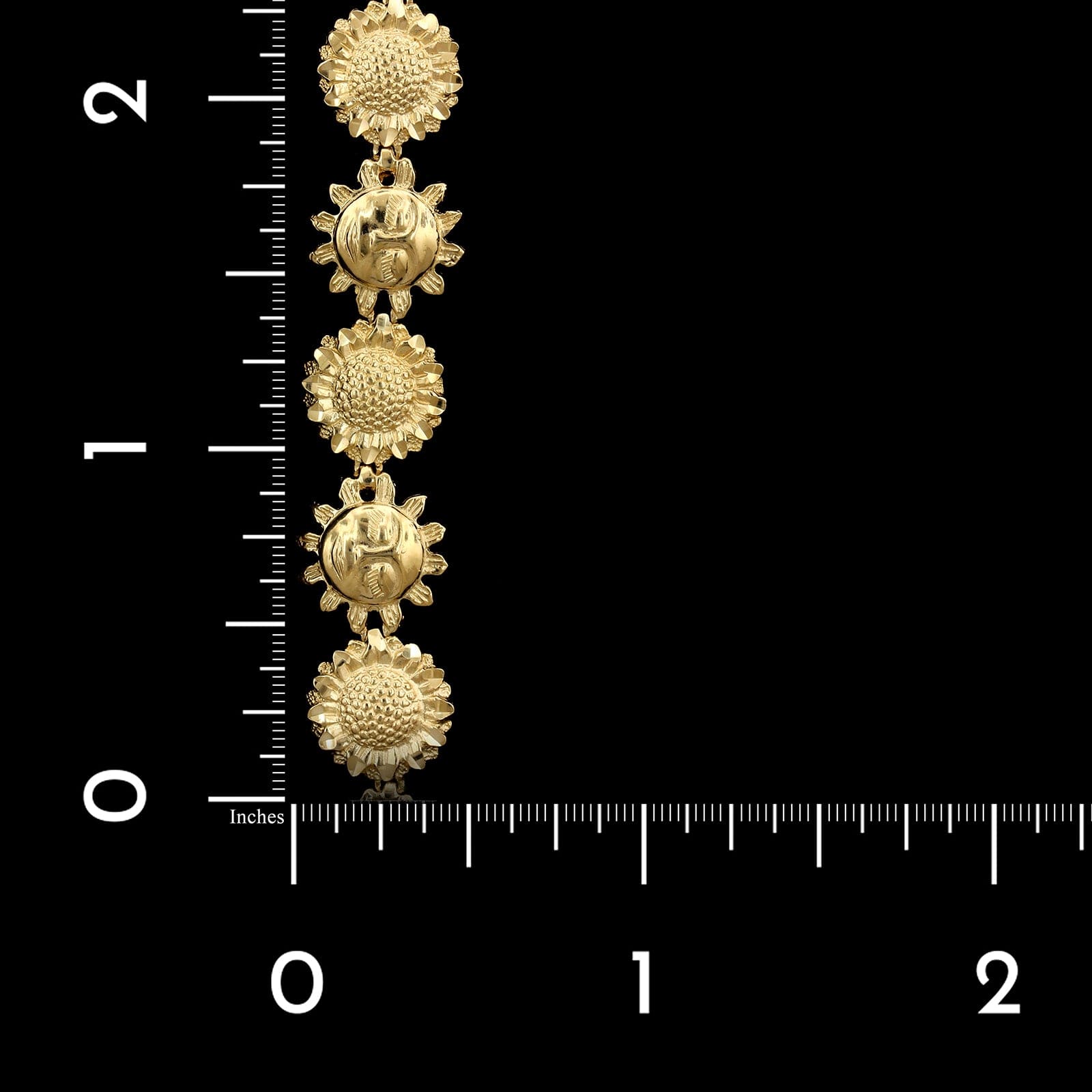 14K Yellow Gold Estate Sunflower Sun Face Bracelet