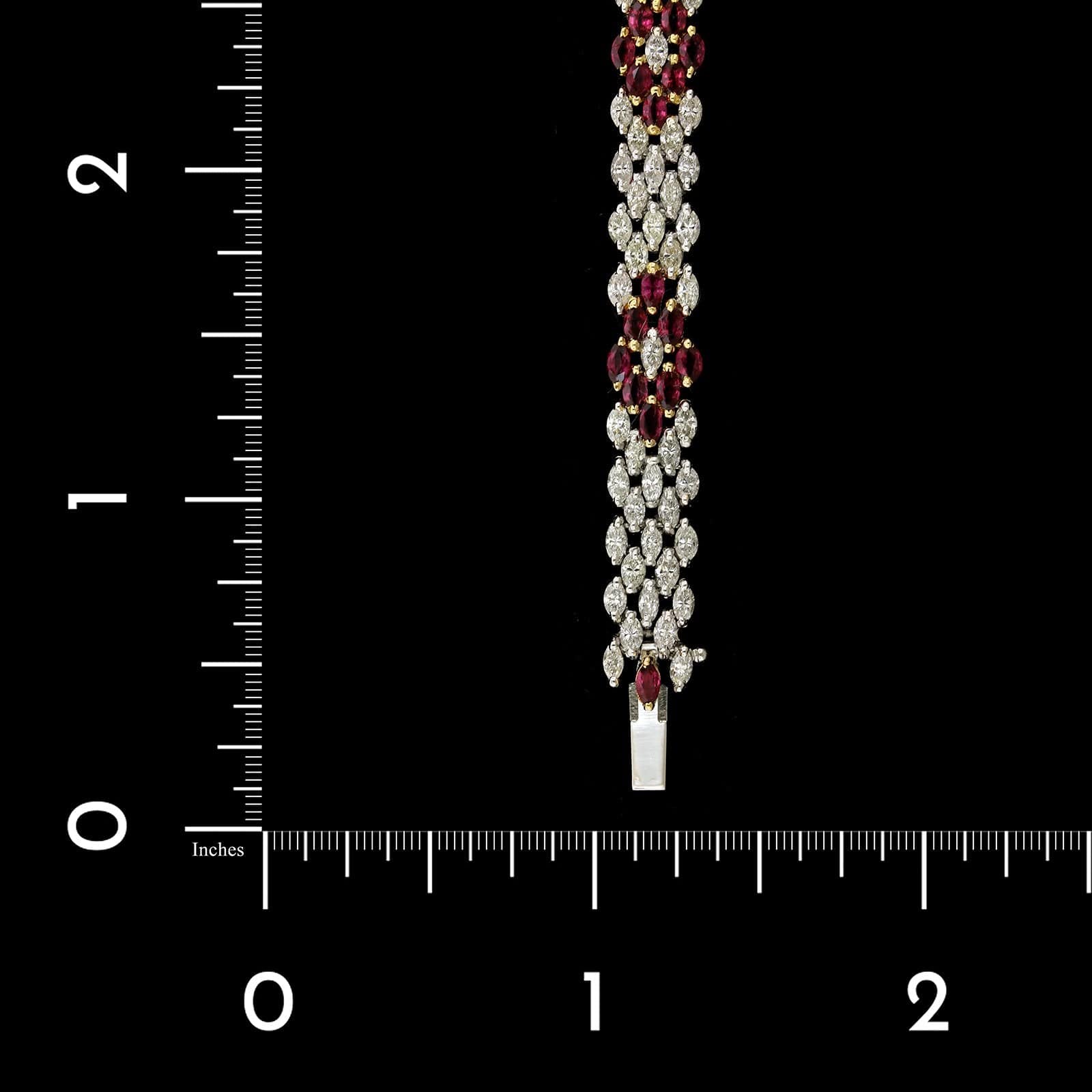 18K Two-tone Gold Estate Ruby and Diamond Bracelet