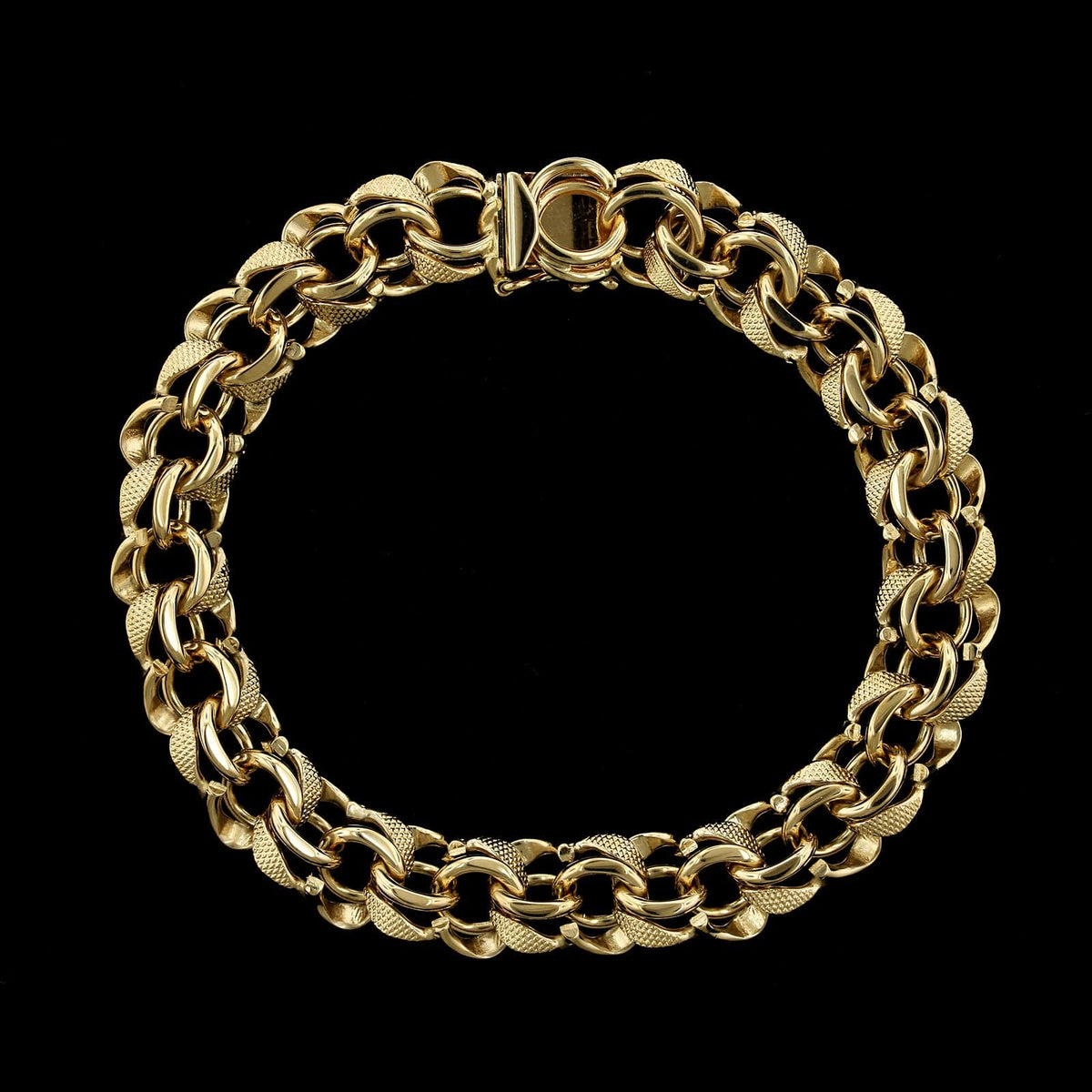 14K Yellow Gold Estate Double Link Charm Bracelet